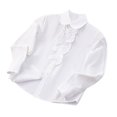 thumbnail image 4 of Uniform Shirts for Girls Ruffle Princess Lace Collar Long Sleeve Button Down Bowknot Blouse White 10-12 Years, 4 of 8