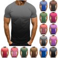 thumbnail image 1 of QATAINLAV Mens Short Sleeve Shirts Casual Gradient Color Loose Pullover Summer Fashion Workout Muscle Fit Tshirt Basic Tee Tops Gold S Lightning Prime Sales, 1 of 5
