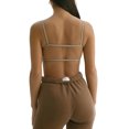 thumbnail image 3 of Gupgi Women Ribbed Tank Top Sport Cami Super Short Open Back Vest Tight Bralette Crop Top, 3 of 6