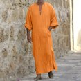 thumbnail image 2 of Ketyyh-chn99 Chemise Homme Mode Homme Décontractée Mode Coton Col en V Manches Longues Robe Veste Haut Orange,5TG, 2 of 5