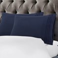 thumbnail image 1 of Microfiber Pillowcases 2 Pcs with Embroidery Zipper Closure Navy Queen, 1 of 7