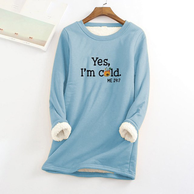 T-shirts Chemises pour Femmes Col Rond Poche Épaissie Peluche Chaude Manches Longues Hauts Col Rond Chandails en Molleton en Liquidation