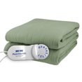 thumbnail image 1 of Pure Warmth Comfort Knit Fleece Electric Heated Warming Throw Blanket Sage Green, 1 of 1