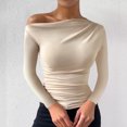 thumbnail image 5 of Yuyuzo Going out Tops for Women Fall Cold Shoulder Long Sleeve Slim Fitted Solid Color Tee Shirts, 5 of 5