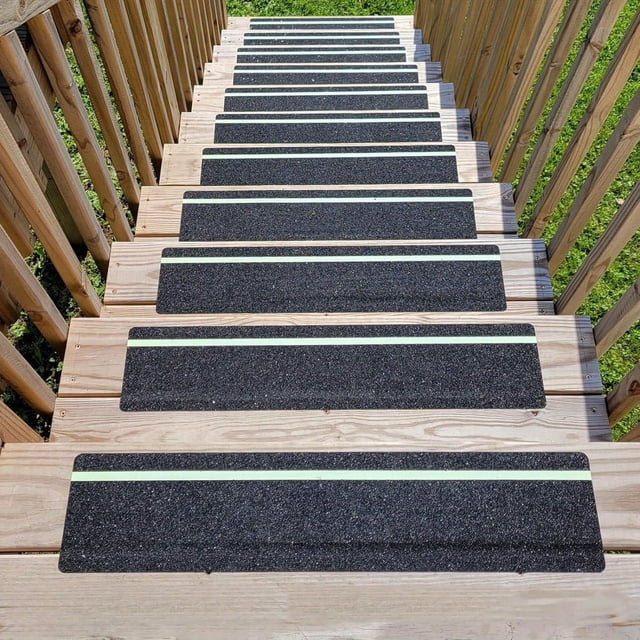PVC Luminous No-Slip Stickers, Reflective Anti-Skid Floor Tape, Waterproof Step Safety Strips, Adhesive Grip Treads for Stairs Ramps, Glow in Dark Warning Tape, 5-Pack 24x3.9in Each
