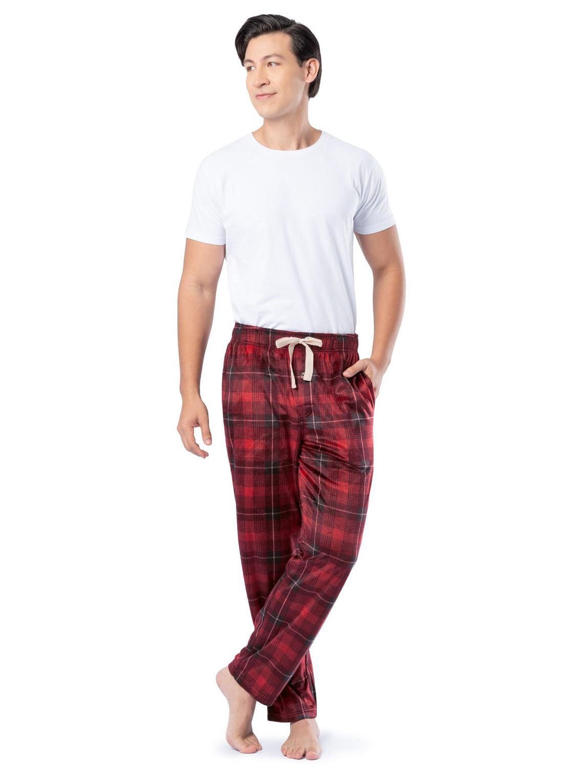 Fruit of the Loom Men's Microfleece Lounge Pants, red