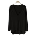 thumbnail image 1 of Breezora Ladies V Neck Modal Asymmetrical Long Sleeve Open Front Cardigan Sweater Black, 1 of 8