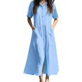 thumbnail image 2 of Ovzne Robes Grande Taille pour Femmes aux Formes Robe pour Femme Cardigan Long Décontracté à Manches Courtes avec Poches Robe Chemise Multicolore Robe pour Femmes à Manches Courtes Liquidation, 2 of 6