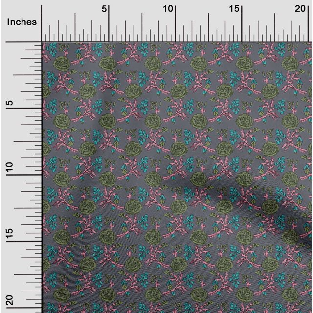 oneOone Georgette Viscose Fabric Leaves & Floral Block Decor Fabric Printed BTY 42 Inch Wide