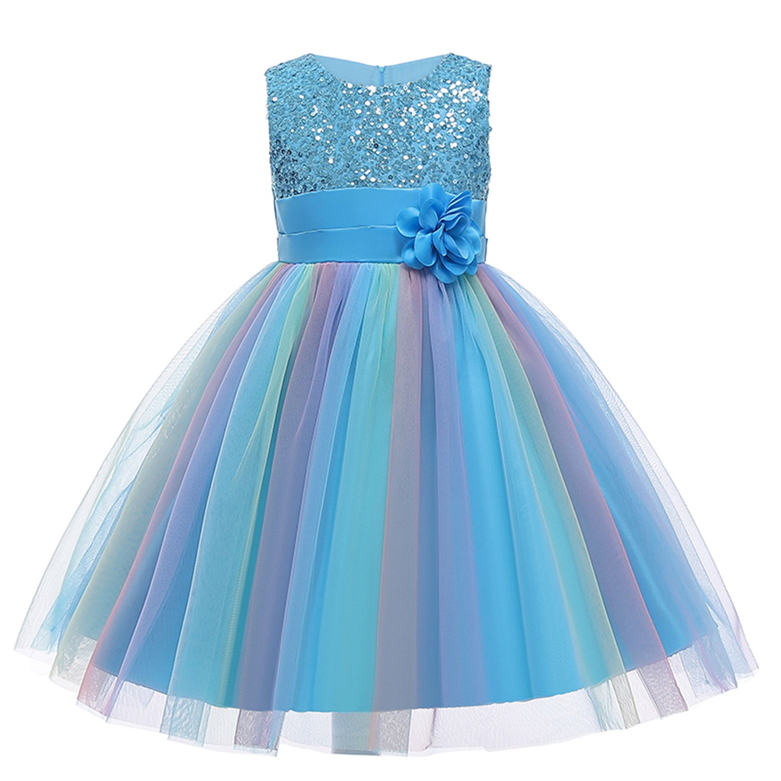Robes de Fête pour Petite Fille, Colorées, Formelles, à Paillettes, Fleuries, en Tulle Tutu