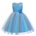 thumbnail image 1 of Kids Little Girl Pageant Party Dresses Colorful Formal Sequin Flower Tulle Tutu, 1 of 5
