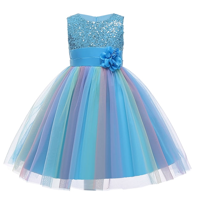 Kids Little Girl Pageant Party Dresses Colorful Formal Sequin Flower Tulle Tutu