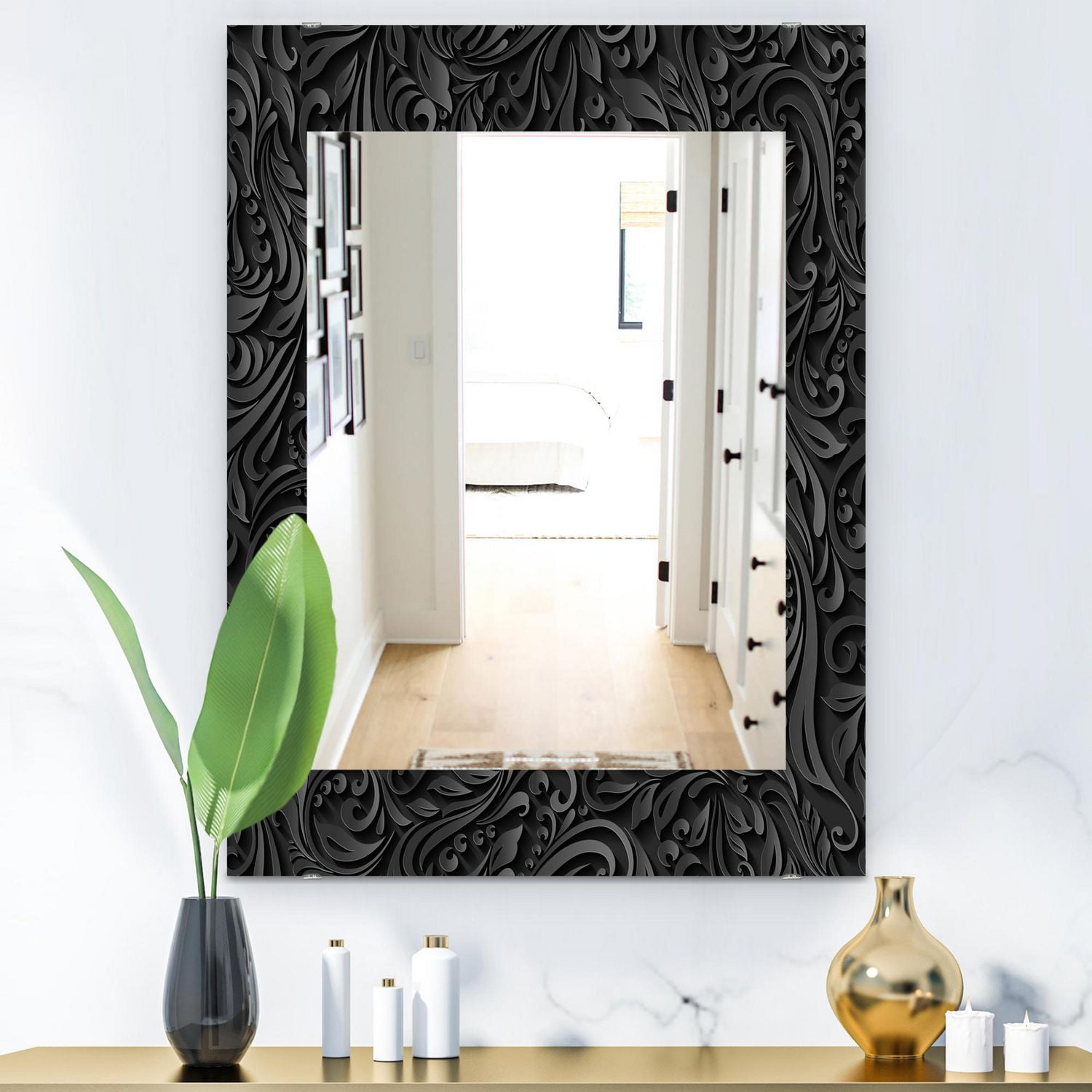 Designart 'Obsidian Impressions 10' Miroir Moderne - Miroir Mural - 28x40