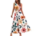 thumbnail image 2 of Pisexur Robes pour Femmes à Col en V Sans Manches Robe Maxi Taille Élastique Robe Évasée à Étages Robe d'Été Mode à Imprimé Floral Robe de Bal d'Été Décontractée Ample Longue Robe Confortable Fluide Robe Portefeuille pour Plage Vacances, 2 of 5