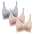 thumbnail image 4 of Kyusrd Plus Size Cut-Off Seamless Bra For Women'S 3Pcs Supportive Full Coverage Wireless Bralette Bra Adjustable Shoulder Straps Bra Soild Color Everyday Athletic Sport Bra, 4 of 9