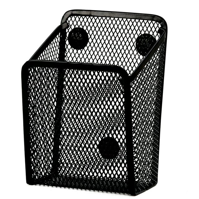 Magnetic Pencil Holder Sturdy Metal Mesh Pen Cup Portable Large Capacity Magnetic Marker Storage Basket Multifunctional Pencil Storage Organizer for Refrigerator Whiteboard Locker School