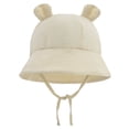 thumbnail image 1 of Zwiiyzr 2025 3-12 Months Infant Baby Boys Girls Summer Sun Protection Fashion Solid Color Outdoor Sun-Hat Cute Bear Ears Sunscreen Hat Cap Beige, 1 of 7