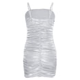 thumbnail image 2 of Moggemol Girl's Spaghetti Strap Cami Dress Sleeveless Ruched Short Slim Pencil Dresses Silver 8, 2 of 7