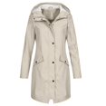 thumbnail image 1 of Women's Rain Jacket Womens Solid Color Rain Jacket Outdoor Hoodie Windproof Long Coat, 1 of 3