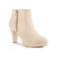 thumbnail image 1 of Unique Bargains Bottines à Plateforme à Bout Rond à Talons Épais pour Femme Beige (Taille 9,5), 1 of 7
