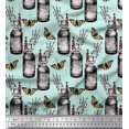 thumbnail image 1 of Soimoi Green Polyester Crepe Fabric Insect,Lavender & Vintage Bottle Print Sewing Fabric BTY 42 Inch Wide, 1 of 3