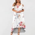 thumbnail image 5 of TopLLC Robes d'Été pour Femmes Grande Taille à Manches Courtes Robes Maxi à Fleurs Robe de Soirée à Épaules Dénudées avec Poches Robe Formelle Femme, 5 of 5