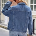 thumbnail image 5 of Yuyuzo Jean Jacket Women Long Sleeve Lapel Neck Denim Jacket Button down Basic Cropped Coats, 5 of 5