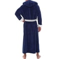 thumbnail image 2 of Innerwin Dressing Gown Solid Color Men Wrap Robe Home Hooded Thicken Plush Bath Robes Blue White S, 2 of 6