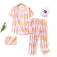 thumbnail image 2 of Yoodem Pyjamas pour Femmes Ensembles de Pj pour Femme Été Col Rond Ensemble Pyjamas Manches Courtes Pantalon Long Ensemble de Pyjama, 2 of 3