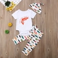 thumbnail image 3 of 3PCS Newborn Baby Boy Fish Printed Short Sleeve Romper Printed Long Pants Sets Multicolor 0-3 Months, 3 of 9