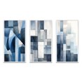 thumbnail image 2 of Designart "Retro Navy Blue Cubist Dreams II" Modern Geometric Framed Wall Art Set Of 3 - Blue Abstract Frame Canvas Set For Living Room Decor, 2 of 6