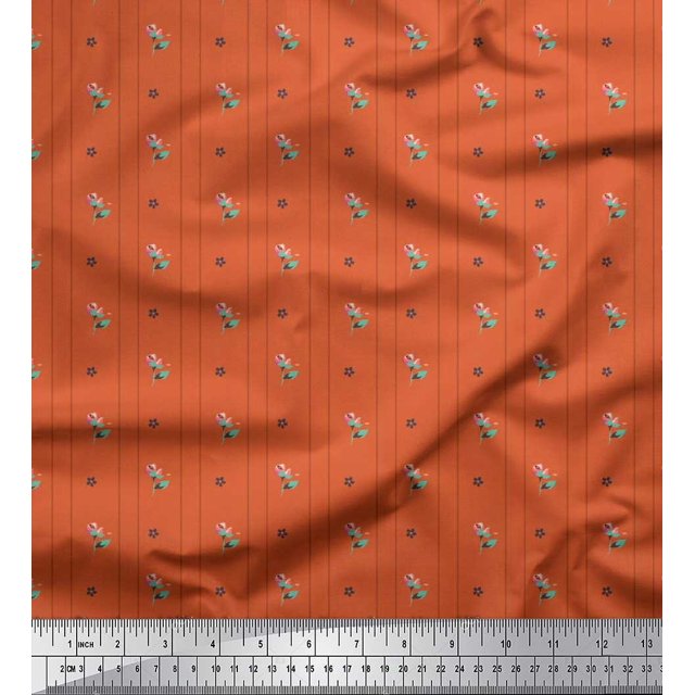 Soimoi Silk Fabric Star & Owl Bird Print Fabric by The Yard 42 Inch Wide