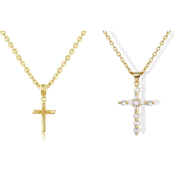 Gold Cross Necklace CZ Cross Necklace for Women