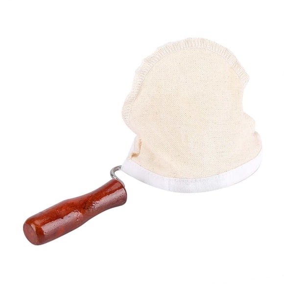 Reusable Washable Flannel Cloth Handmade Coffee Filter Strainer with Wood Handle for Home Brewing