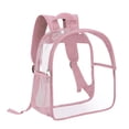 thumbnail image 1 of yulier Clear Backpack Heavy Duty, PVC Transparent Backpack with Reinforced and Wider Shoulder Straps, Clear Book Bag for School College Work Outdoor (Pink), 1 of 1