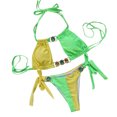 thumbnail image 1 of Jamicy Womens Bathing Suits 2 Piece Hot Spring Wear Women's Color-Coded Halter Swimsuit Crystal Side Lace-Up Two-Piece Bikini, 1 of 4