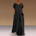 thumbnail image 2 of Fridja Robes Maxi à Manches Courtes Amples pour Femmes Grande Taille avec Poches et Imprimé à Pois, 2 of 6