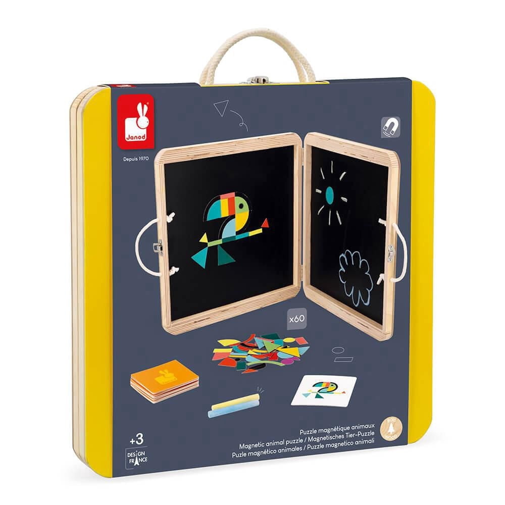 Janod - Puzzle Animal Magnétique - Jouet Tangram Éducatif Portable - Tout-Petits Enfants - Âge 3-6 Ans - J02585