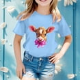 thumbnail image 2 of MIASHUI T-Shirt Amusant pour Enfants avec Lapin, Filles Garçons, Manches Courtes, Col Rond, Pâques, Bleu Ciel, 3-4 Ans, 2 of 4