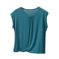 thumbnail image 1 of Yuyuzo Hauts de Pyjama pour Femmes Grande Taille, Chandails à Manches Cap, Col Ras du Cou, Haut Plissé de Base Superposé, Doux et Confortable, Tenue de Détente, 1 of 4