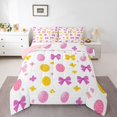 thumbnail image 2 of Erosebridal Purple Bow Bedding Full Comforter Set, Colorful Flower Down Comforter, Cartoon Theme Decor, Reversible 3pcs, 2 of 7