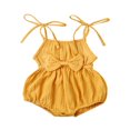 thumbnail image 1 of MesaSe Toddler Baby Girl Summer Fall Basic Plain Short Sleeve Cotton Linen Drawstring Romper Jumpsuit, 1 of 7