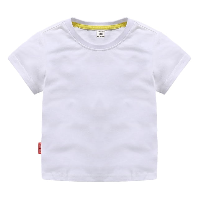Sunnyoo T-Shirt de Base Uni à Manches Courtes pour Tout-Petits Garçons, T-Shirt en Coton à Col Ras du Cou à Manches Courtes