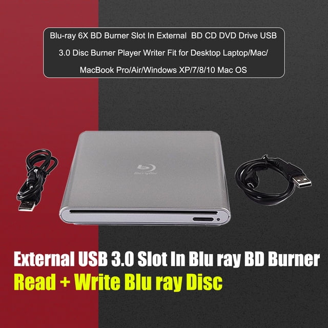 Blu ray Burner USB External BD-R BD DVD CD RW Disc Writer Laptop Movie Player
