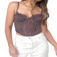 thumbnail image 1 of Women Sling Tank Tops Lace Patchwork Hollow Out Street Style Vest, 1 of 4