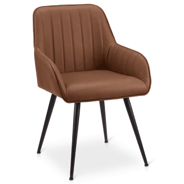 Bouclair Rust Textured Faux Leather and Metal Dining Chair