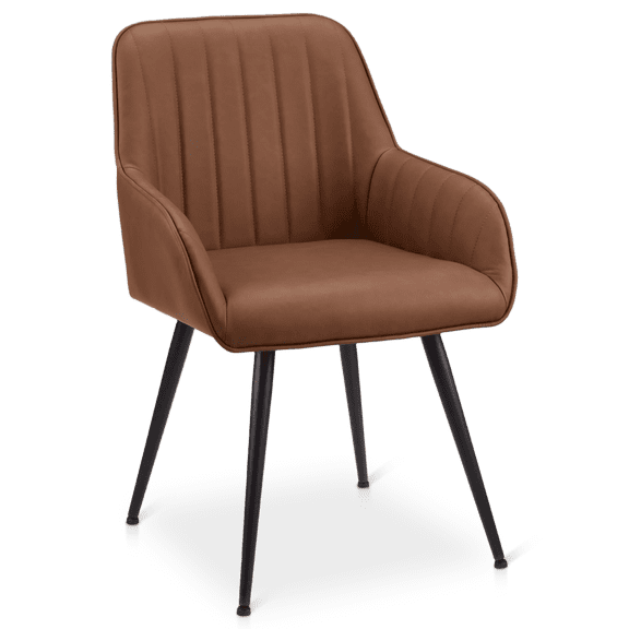 Bouclair Rust Textured Faux Leather and Metal Dining Chair