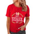 thumbnail image 1 of Pxiakgy Liquidation! Joyeuses Pâques! T-Shirts pour Femmes, T-Shirt Graphique Lapin de Pâques, T-Shirts de Vacances Œuf de Pâques, Mode Féminine Col Rond Manches Courtes Imprimé de Pâques Rouge P, 1 of 4