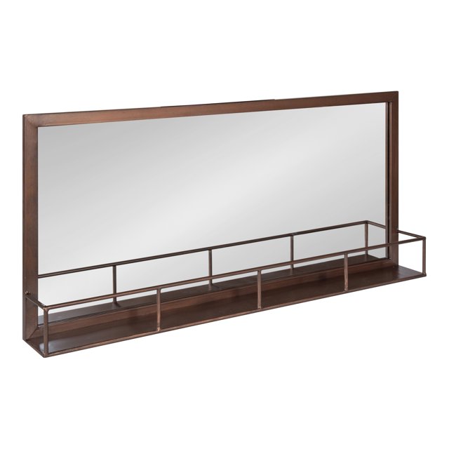 Kate and Laurel Jackson Metal Frame Mirror with Shelf, Bronze 18x40