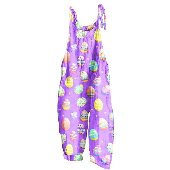 Tauxra Women's Casual Jumpsuits Sleeveless Backless Long Rompers with Pockets Summer Printed Beach Loose Fit Pant Jumpsuit for Women